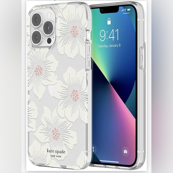 NIB kate spade Hardshell Case iPhone 13 Pro Max Hollyhock Floral Clear - Picture 8 of 10
